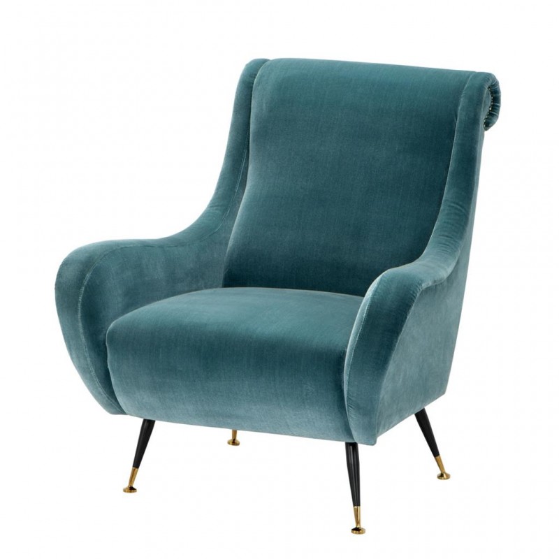 Lounge Chair Barry Deep Turquoise, Turquoise Chairs Leather