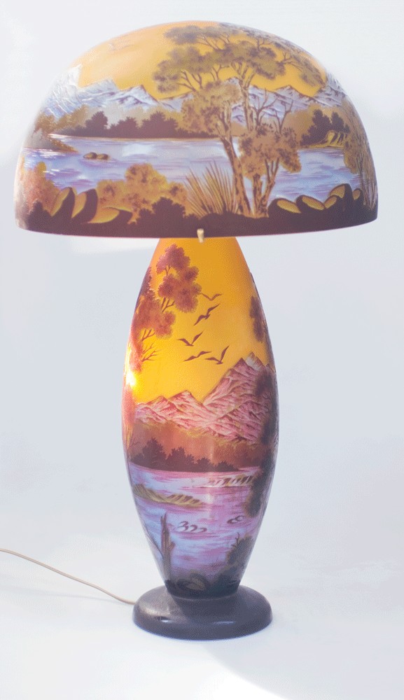 Large Art Nouveau Lamp Of Cur, Dom Nancy Lamp