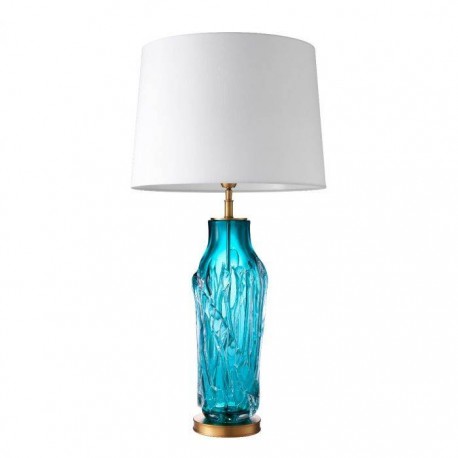 Table Lamp Made In Turquoise Glass, Turquoise Glass Table Lamp