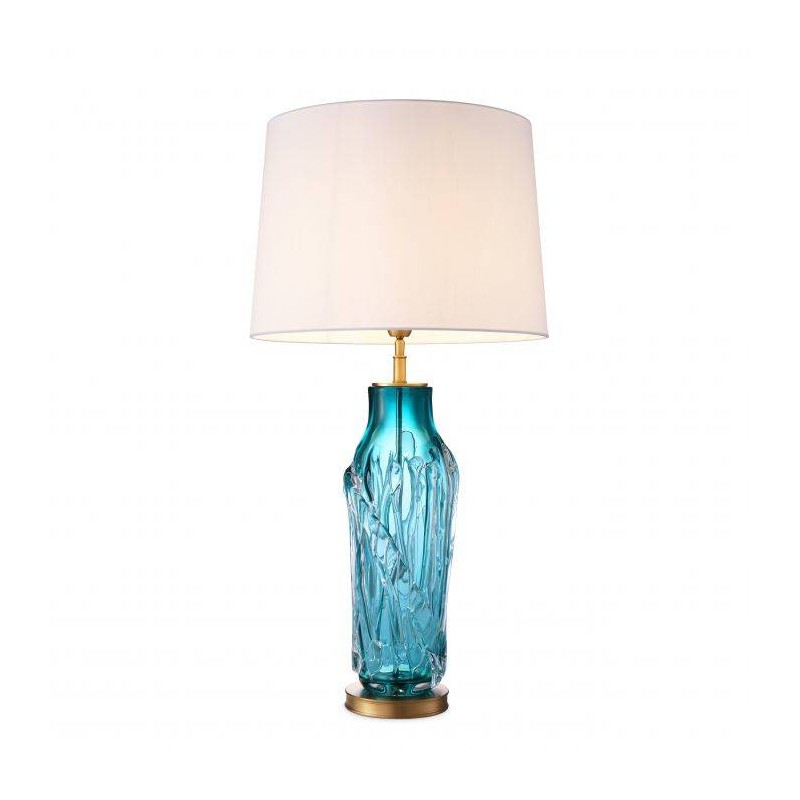 Table Lamp Made In Turquoise Glass, Aqua Colored Glass Table Lamp