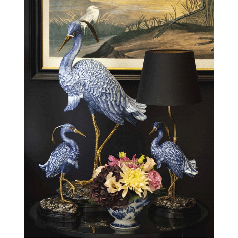 Table Lamp With Its Large Blue, Blue Porcelain Lamp