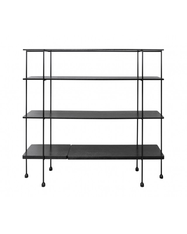 The Connor modular shelving unit is made of stainless gold steel and ...
