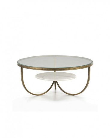 Glass Double Top Coffee Table Joy, Round Steel And Glass Coffee Table